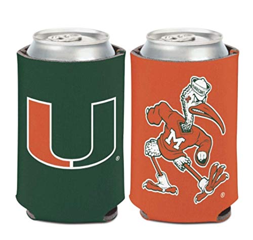 WinCraft NCAA University Miami Hurricanes (1-Pack) 12 oz. 2-Sided Can Cooler