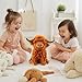 XNXA Highland Cow Stuffed Animal Plush Toy, Soft Fluffy Furry Cattle Doll for Kids, Cute Brown Farm Animal Pillow Gift, 10.5 Inches
