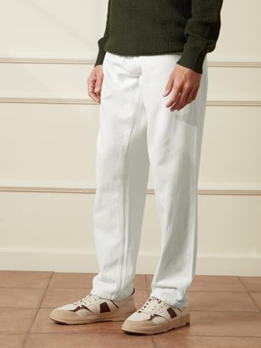 Image of WROGN Men's 100% Cotton Jeans | Solid | Anti Fit