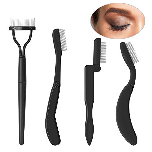 DECARETA Folding Eyebrow Comb Eyelash Separator Eyebrow Eyelash Grooming Brush for Making Up Supplies(4pcs)