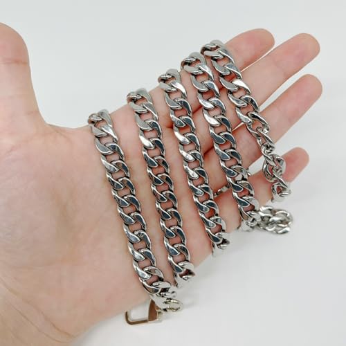 Image of Model Worker DIY Iron Flat Chain Strap Handbag Chains Purse Chain Straps Shoulder Cross Body Replacement Straps with Metal Buckles (31.5 inch, Silver)