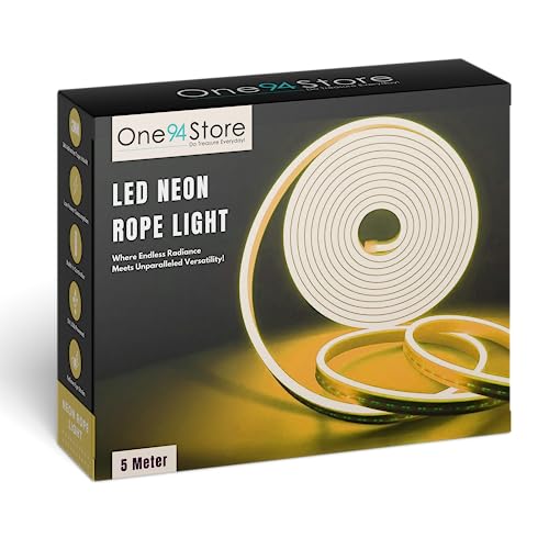 One94Store LED Neon Strip Rope Light 16.4 Feet 12V Adaptor Flexible Silicone Neon Rope Light Cuttable Neon LED Strips for Indoor Outdoor Decoration (Warm White) One94Store LED Neon Strip Rope Light 16.4 Feet 12V Adaptor Flexible Silicone Neon Rope Light Cuttable Neon LED Strips for Indoor Outdoor Decoration (Warm White)