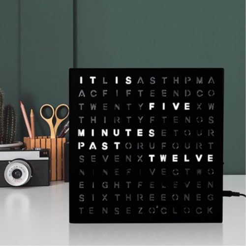 Reloj electrónico luminoso con palabras para evitar la fatiga visual en pared 2