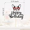 Happy Birthday French Bulldog Cake Topper, Puppy Happy Birthday Party Cake Supplies, Animal/Pet Puppy dog Theme Birthday Party Supplies, Black&Red Glitter