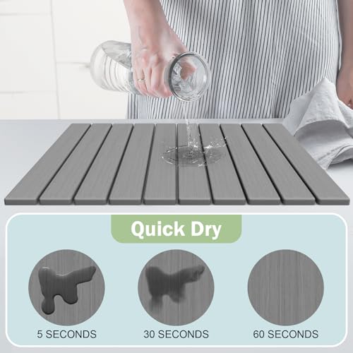 Stone Dish Drying Mat for Kitchen Counter,24"(L)×16"(W) Collapsible Fast-Drying Diatomaceous Earth Mats with Towel Sanding Tool,Versatile Stone Drying Mats for Cups Dishes Bottles by Cecnamt - Image 2