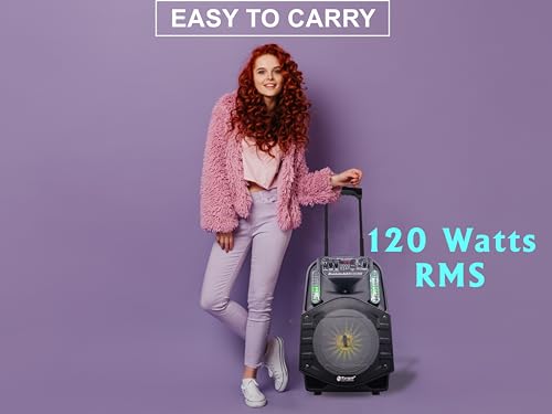Image of TARGET TT-PSG-802 Wireless Bluetooth Trolley Speaker 8 inch 120 WATTS RMS, Karaoke with 2 Wireless Mic, Remote Control, FM Radio, Aux in /USB /SD Card with TWS
