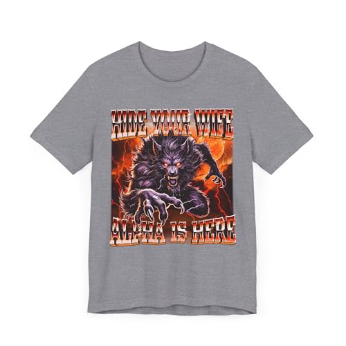T-shirt loup-garou drôle Hide Your Wife style ironique et rigolo, haut unisexe grande taille 4XL