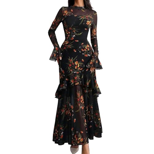 Robe longue de soirée élégante en imprimé floral raffiné pour bal