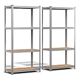 VOUNOT® Set di 2 Scaffale Metallo Garage 80x40x160 cm, Scaffali Carichi Pesante, Scaffalature a 4 Ripiani Capacità 700 kg, per Officina, Magazzino, Ufficio