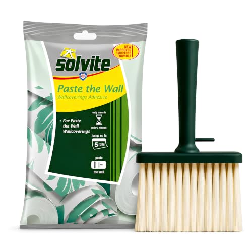 Solvite Wallpaper Paste Bundled with Wallpaper Paste Brush for Paste the Wall Wallpaper Wallpaper Adhesive for Lining Paper Vinyl Textured and Embossed Wall Coverings Wallpaper Kit