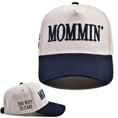 Mommin Trucker Hat for Women Embroidered Mom Baseball Cap Adjustable Canvas Vintage Hat for Casual Wear