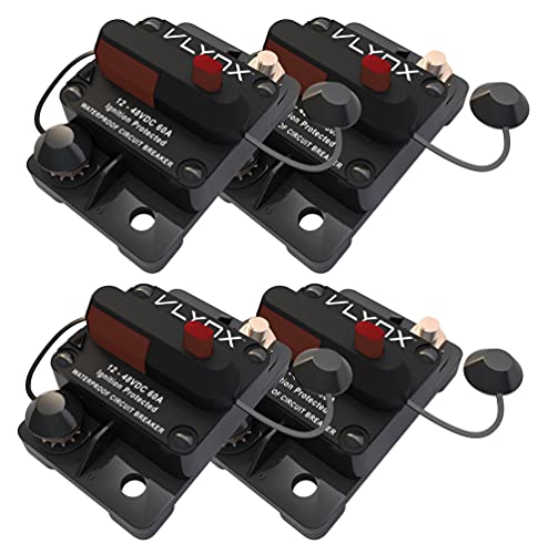VLYNX QTY4 VCB60 12V-48VDC 60 Amp Resettable PLOWS AND SPREADERS Circuit Breaker