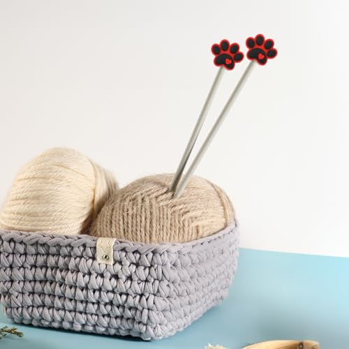Image of 12 Pcs Stitch Stoppers for Knitting Needle Stoppers Knitting Needle Point Protectors Caps Cute Dog Paw Knitting-Needle Tip Covers for US 3-11 (3.2-8mm) Needles