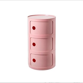 Bedside Table, Round End Table, Round Nightstand With Drawer, Plastic Small Nightstand, Home Simple Bedroom Storage Cabinet, Small Round Side Table With Storage For Living Room BedroomPink,32*58cm/12