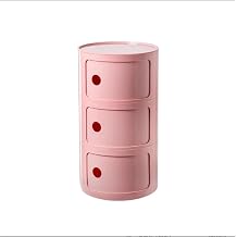 Bedside Table, Round End Table, Round Nightstand With Drawer, Plastic Small Nightstand, Home Simple Bedroom Storage Cabinet, Small Round Side Table With Storage For Living Room BedroomPink,32*58cm/12