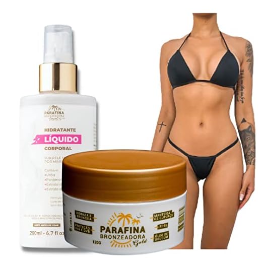 Parafina Bronzeadora Gold 120g, Hidratante Relaxante pós sol e Biquíni Para marquinha de Fita