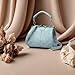 IAMUHI Women Fashion Glossy Soft PU Leather Evening Handbag Purse Vintage Kiss Lock Shell Shape Crossbody Clutch Bags, Blue