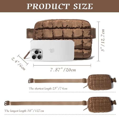 Image of Gitus Trending Gifts for Women Puffer Crossbody Bags for Women Belt Bag Fanny Pack with Adjustable Straps Lightweight Quilted Puffy Bag Woman Gifts (Dart Brown)