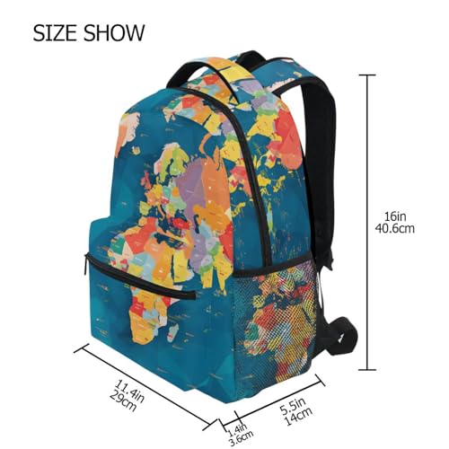 Element World Map Backpack Daypack Shoulder Bag Book Bag Lightweight Back Pack with Reflective Strip Travel Laptop Daypack 12 ×16.9 In4
