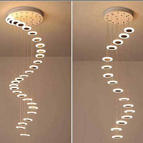 Lustre d'escalier en colimaçon à LED blanche pour entrée de villa