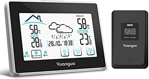 Hosome Yuanguo (2019 New Version) Wireless Weather Station with Outdoor Sensor, Outdoor Indoor Temperature Thermometer Gauge, Digital Thermo-hygrometer Humidity Monitor with Large LCD