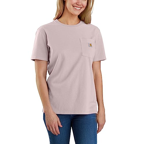 Carhartt Loose Fit Schwergewicht Kurzarm-T-Shirt K87 mit Tasche für Damen Lila M