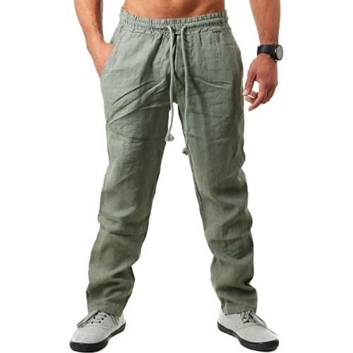 Pantalon Ample pour Hommes Tendance Couleur Unie avec Cordon de Serrage Taille élastique Beau Pantalon Respirant extérieur Polyvalent XL Cover