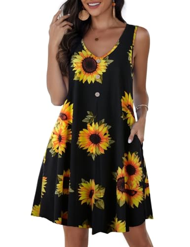 Image of JollieLovin Women Plus Size Summer Sundress Tank Sleeveless V Neck Beach Swing Dress Swimsuit Cover ups(L-5X)