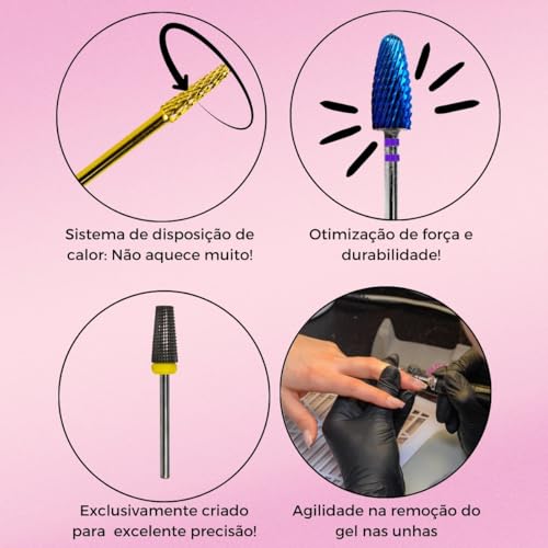 Kit 6 Brocas Tungstênio 720 Umbrella Bullet Flame Smooth Top