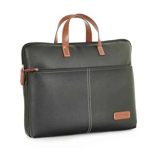 Image of Giordano Unisex 15 Inch Laptop Sleeve PU Bag for Professionals | Premium Leatherette | Water-Resistant & Padded Slim-Fit with Trolley Strap for Men & Women