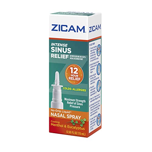 Zicam Intense Sinus Relief Nasal Spray,Transparent Cooling Menthol And Eucalyptus, 0.5 Fl Oz #TOP6