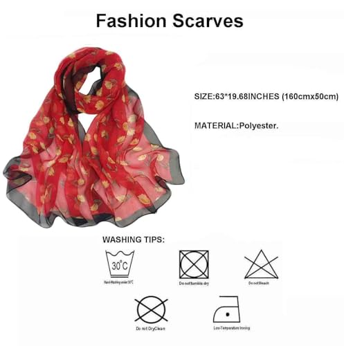 Image of Pokeedioty Scarfs for Women Lightweight Scarves Elegant Floral Pattern Sheer Scarfs Shawls Wraps