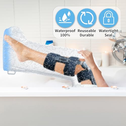 Leg Cast Protector for Shower with Non-Slip Padding Bottom, Waterproof Full Leg Size Shower Bandage and Cast Cover, Watertight Protection to Broken Leg, Knee Post Surgery, Foot and Ankle Wound, Burns - Thumbnail 6