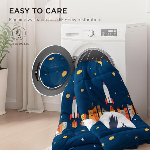 Image of Anjali Overseas 200 GSM 400 TC Kids Glace Cotton Reversible Cartoon Printed Double Bed King Size Comforter with Matching Bedsheet 90 * 100 with 2 Pillow Covers Set of 4 Pieces. Multi C