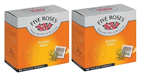 Five RosesRooibos Select Tea 80 Tagless Teabags | Naturally Caffeine Free | Keto Friendly | Rooibos From South Africa | Non GMO (Pack of 2)