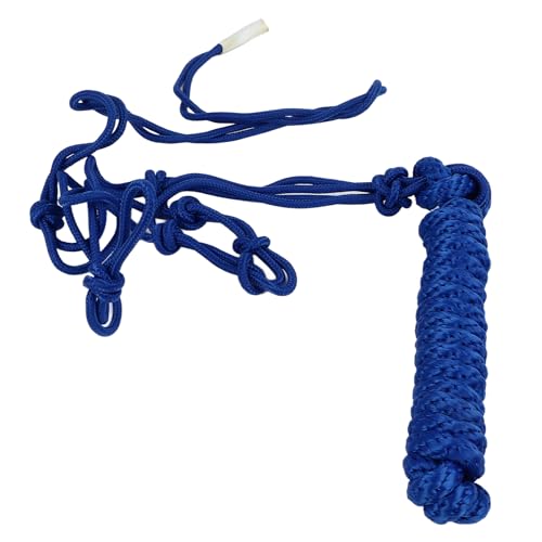 Cabestro de cuerda con múltiples nudos, cabestro de caballo de poliéster duradero para entrenamiento y conducción diaria, diseño tejido y llevable sin herrajes metálicos para un ma (Azul)