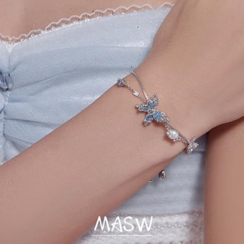 Fashionable personalized butterfly bracelet Clear ice blue adjustable bracelet Ladies' temperament accessories Exquisite butterfly accessories M32423