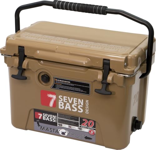 Seven Bass Masta Frost – Glacière Rotomoulée Haute Performance 20L Conservation Jusqu'à 5 Jours, Compatible Vivier, Pêche, Camping et Outdoor (Sand)