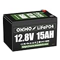 OKMO 12V 15Ah LiFePO4 Lithium Battery 12.8V, 4000+ Deep Cycles rechargeable Battery, for UPS, Kayak Fish Finder, Solar Panel, Power Wheels Toys, Scooter, Radio