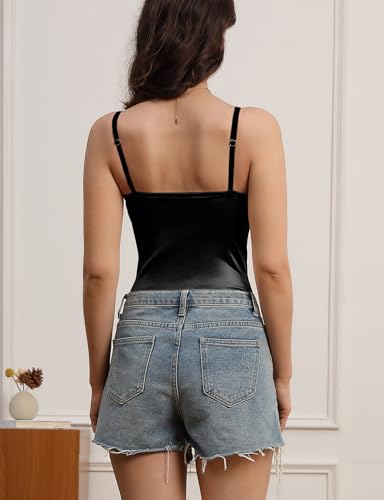 Velius Women's Sexy Metallic Shiny Bodysuit Tank Tops for Night Club Going Out4