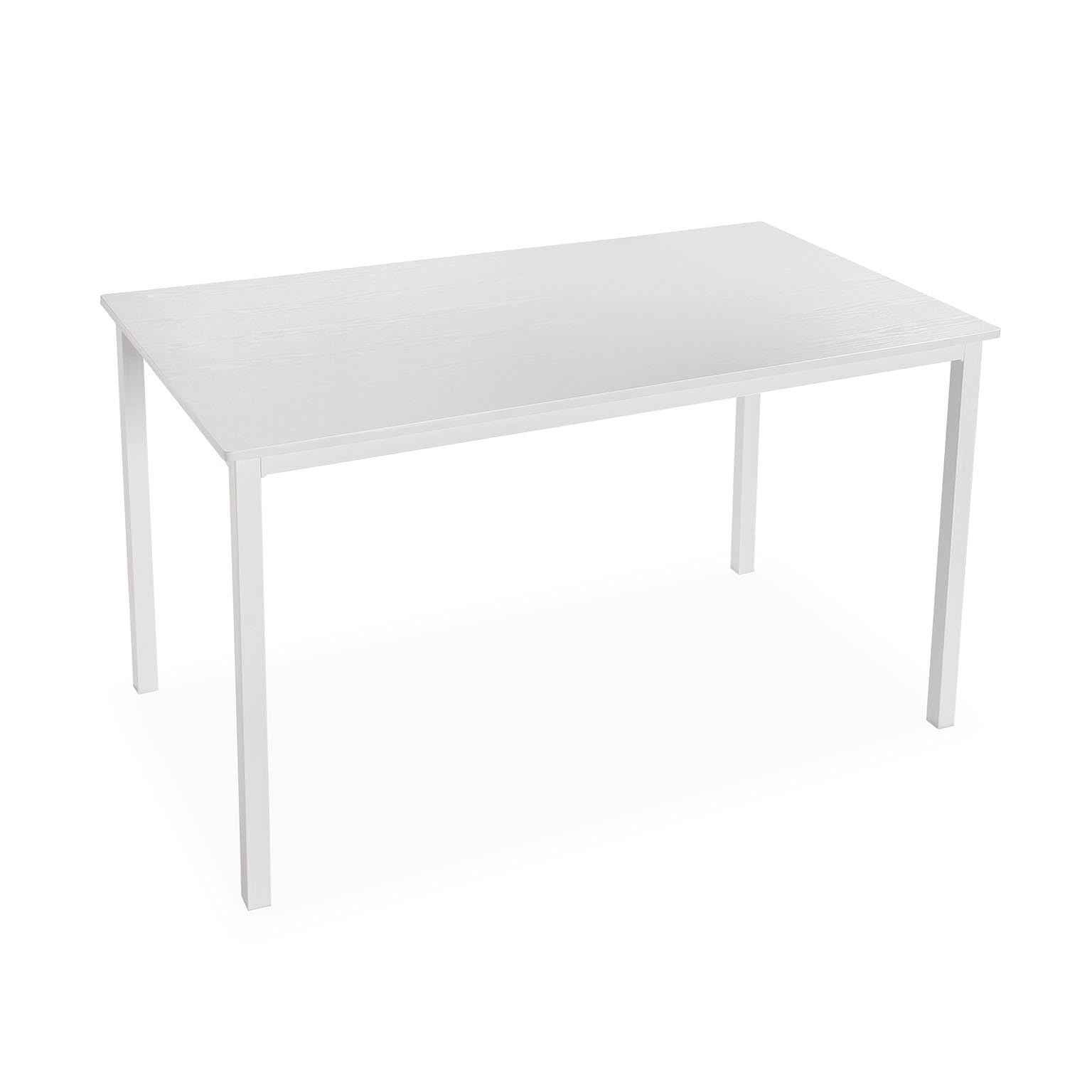 VERSA Amaia Tavolo da Pranzo per Cucina, terrazzo, Giardino o Sala da Pranzo, Misure (A x L x l) 76 x 80 x 140 cm, Legno e Metallo, Colore Bianco