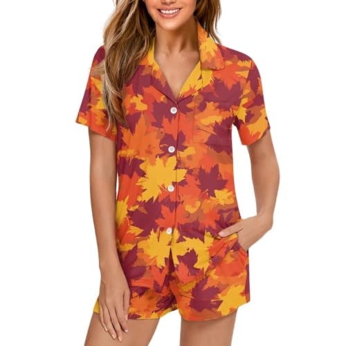 Image of Women's Short Sleeve Sleepwear Pajamas Nightwear with Pockets