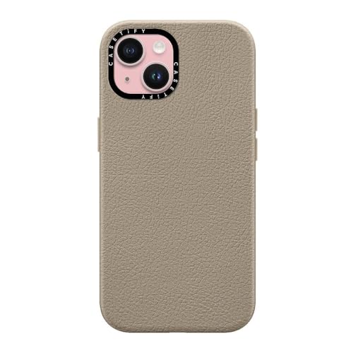 Étui en cuir texturé CASETiFY gris pour éviter les rayures et chutes