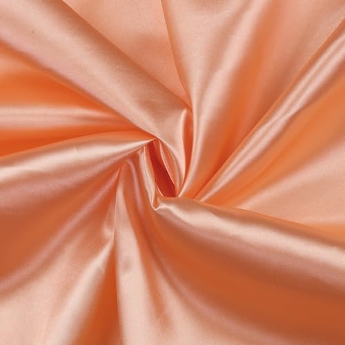 VDS Peach Satin Fabric, 10 Yards Continuous, 45” Wide, Wedding Party Decoration Charmeuse Silky Sateen Bridal Dress DIY Crafts Fashion Scarf Costumes Lining Sewing Backdrop Arch Cloth