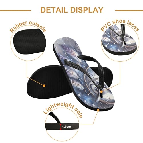 Burbuja Dreacatcher with Owl Flip Flops for Women Men, Soft Thong Sandals Rubber Slippers for Pool Beach Essentials3