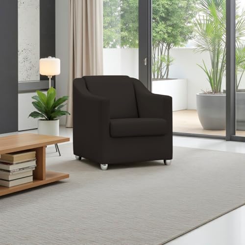 Poltrona Para Sala Decorativa Cadeira Reforçada Para Recepção Consultório Escritório Pé Cromado - Clique E Decore (Marrom)