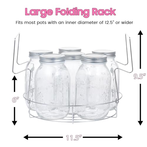 HOMKULA Water Bath Canning Pot with Rack and Lid, Steam Canner with Canning Supplies Starter Kit, 9 Pieces, Pink, Stainless Steel