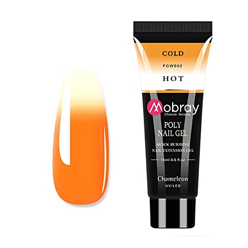 MOBRAY Thermal Nail Extension Poly Nail Gel from BELLE GAGA ™ Color change as per the Temperature Extend Builder Gel Finger Nail Extension UV LED Acrylic Builder Gel (PGW002)