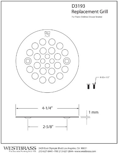 Westbrass 4-1/4" O.d. Shower Strainer Plastic-Oddities Style, Matte Black, D3193-62 #TOP1