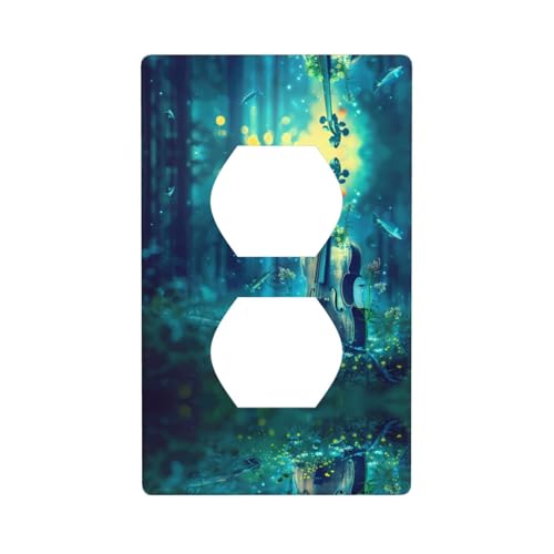 Phayah Placa de pared dúplex con patrón de celofán en agua, tamaño estándar, policarbonato termoplástico, doble enchufe